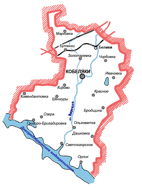 Карта Кобелякского района