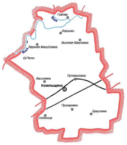 Карта Козельщинского района