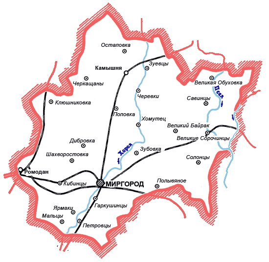 Карта Миргородского района