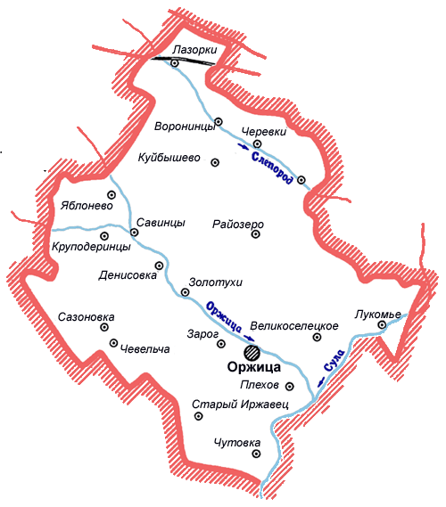 Карта Оржицкого района