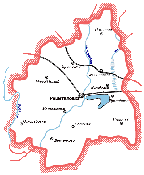 Карта Решетиловского района