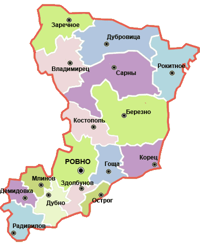 Карта Ровненской области