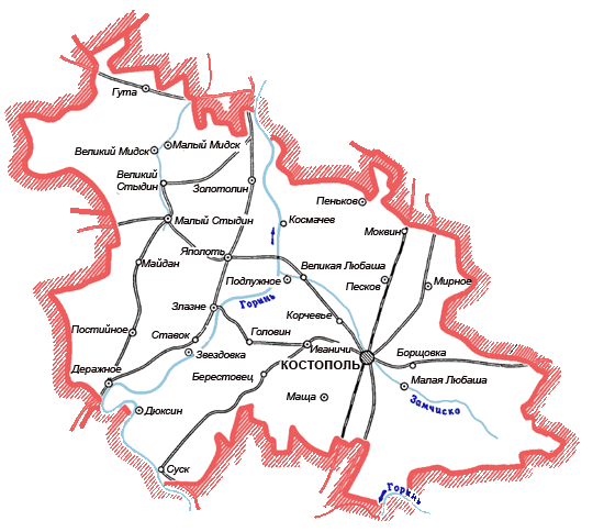 Карта Костопольского района