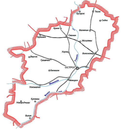 Карта Острожского района