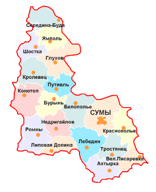 Карта Сумской области