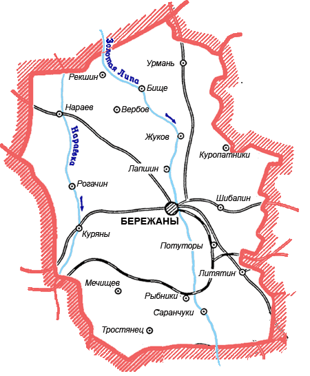 Карта Бережанского района