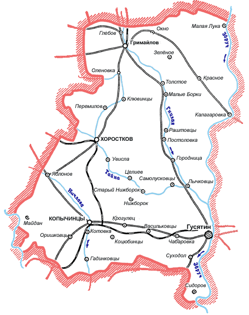 Карта Гусятинского района