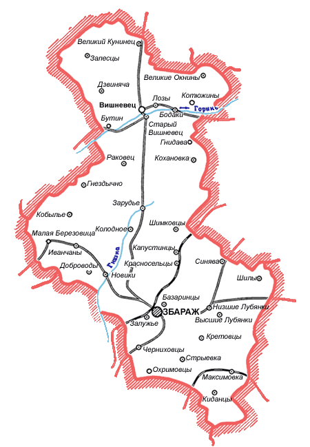 Карта Збаражского района