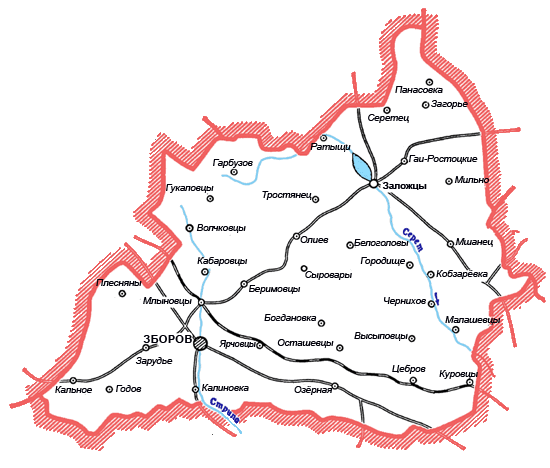 Карта Зборовского района