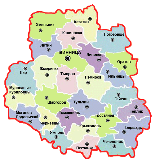 Карта Винницкой области