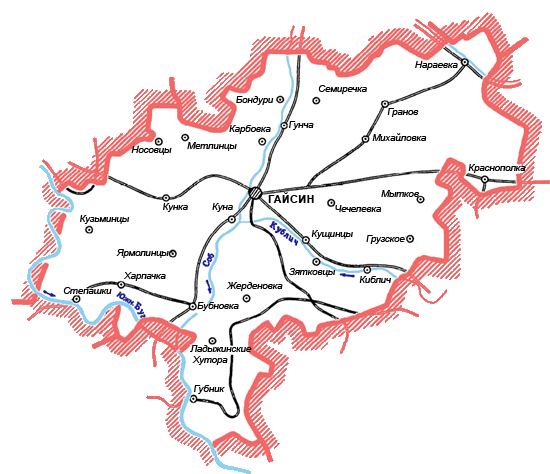 Карта Гайсинского района