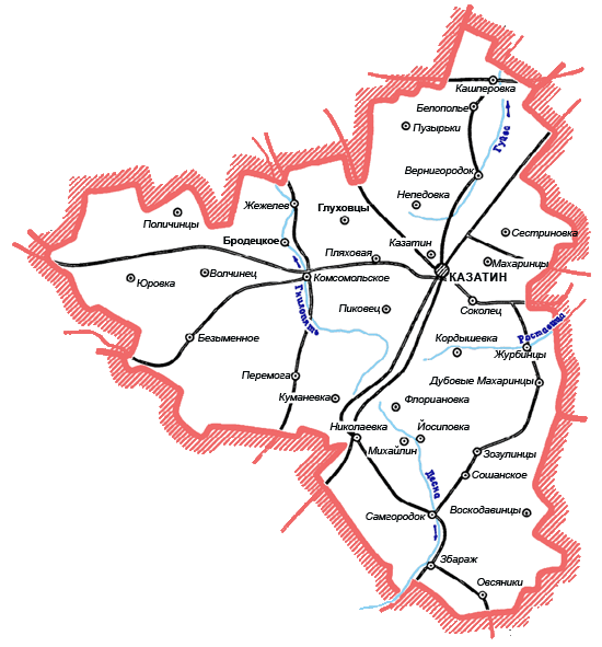 Карта Казатинского района