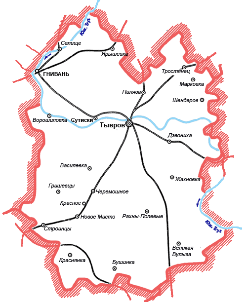 Карта Тывровского района
