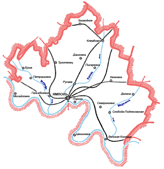 Карта Ямпольского района