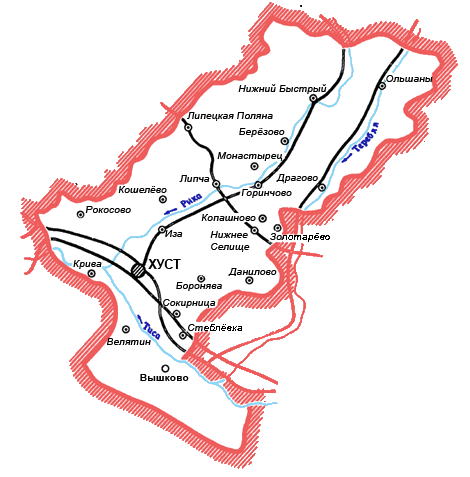 Карта Хустского района