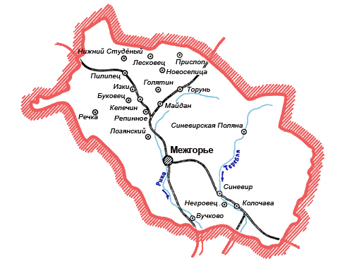 Карта Межгорского района