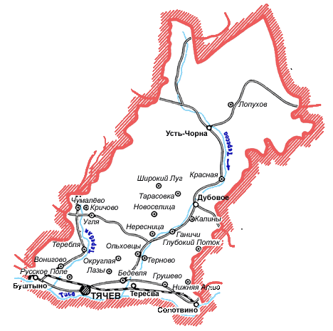 Карта Тячевского района