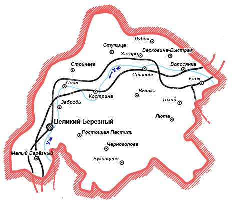 Карта Великоберезнянского района