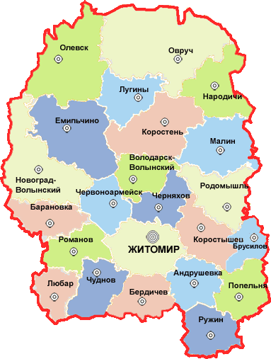 Карта Житомирской области