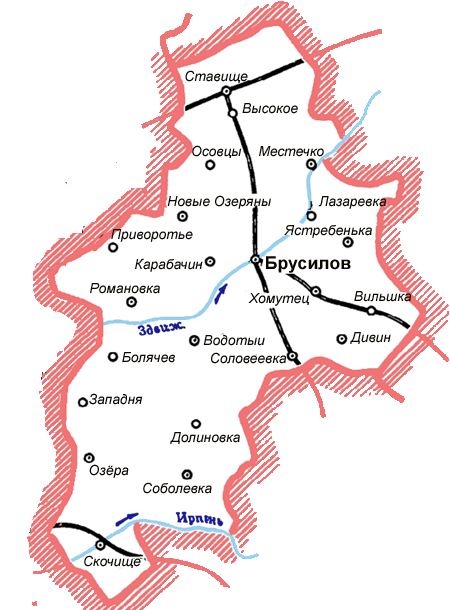 Карта Брусиловского района