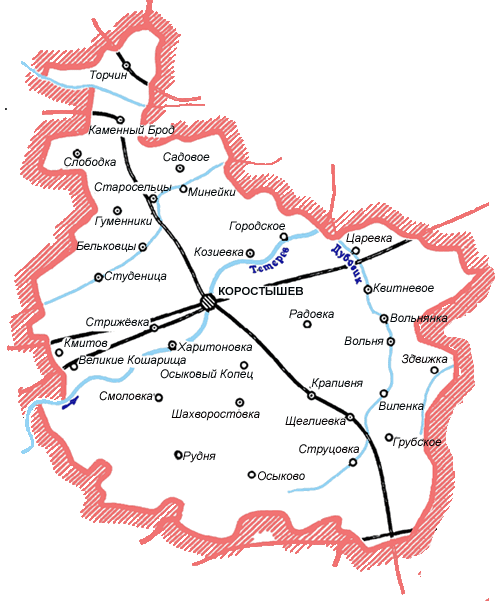 Карта Коростышевского района