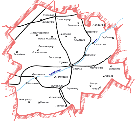 Карта Ружинского района
